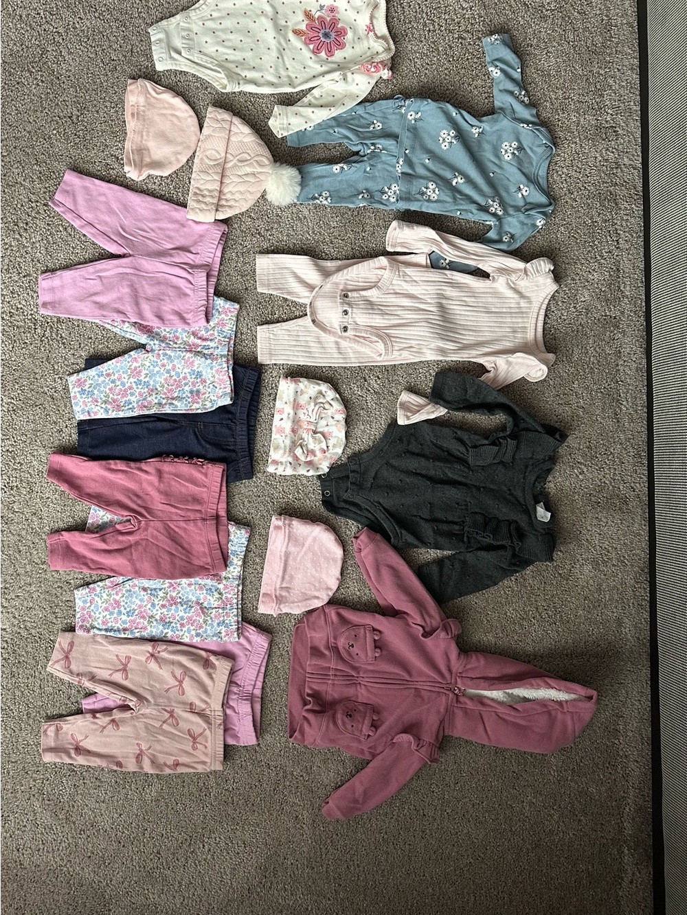 3 Months Baby Girl Clothing Bundle - Pink, Mauve, Blue Floral Mix